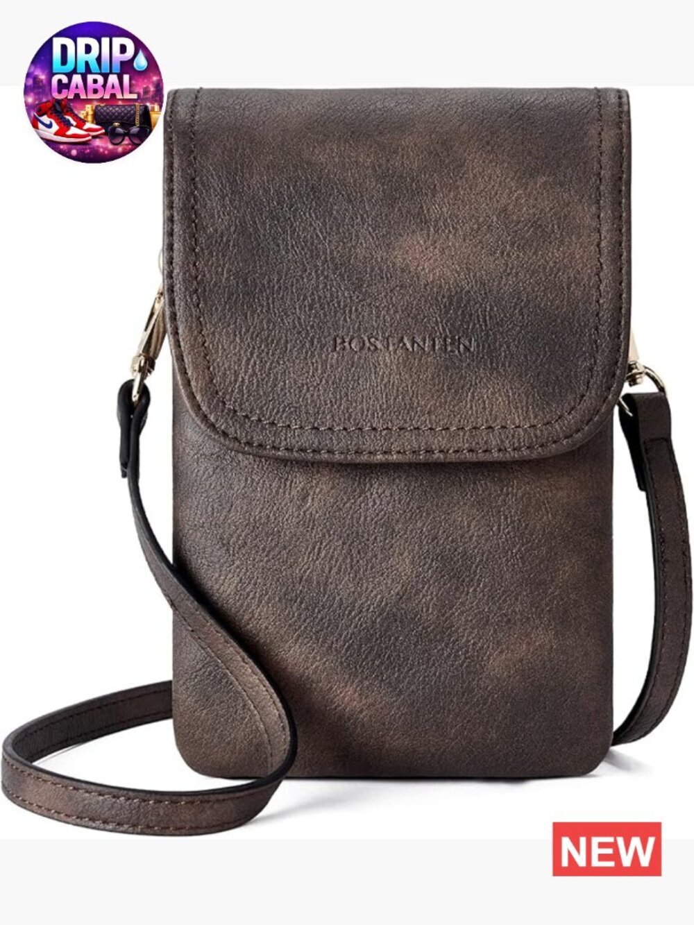 Vegan Leather Small Crossbody Bag Cell Phone Wallet Adjustable Strap